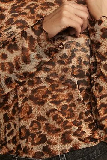 Leopard Mesh Longsleeve Top - Deadwood South Boutique & Company LLC