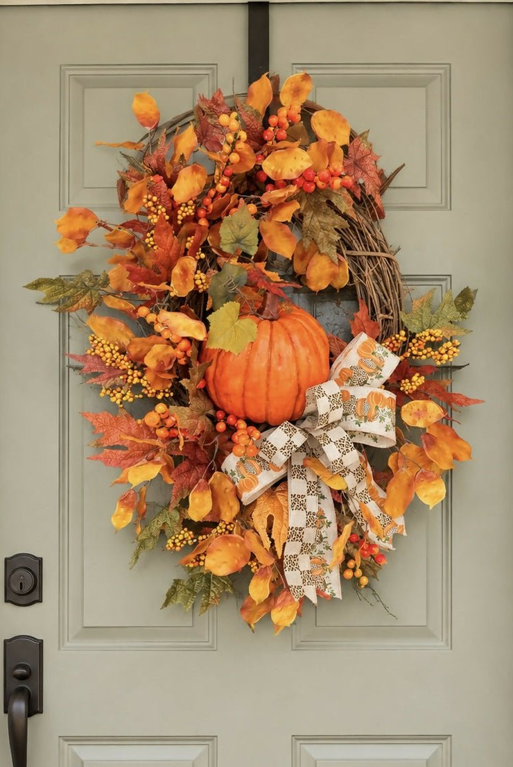 Leopard pumpkin wreath - Deadwood South Boutique & Company LLC