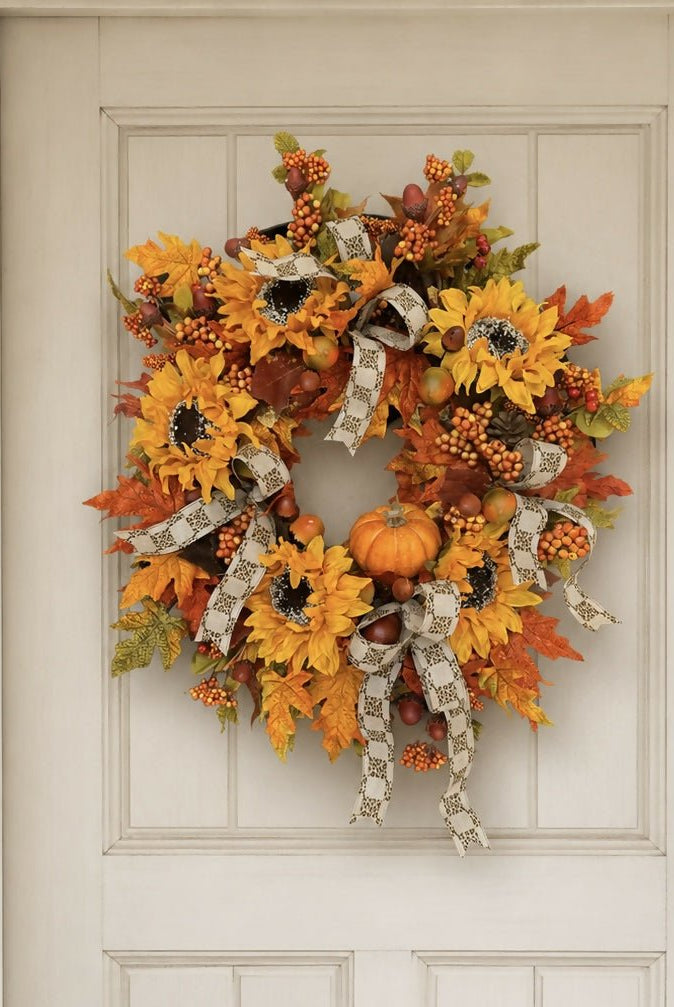 Leopard sunflower wreath - Deadwood South Boutique & Company LLC