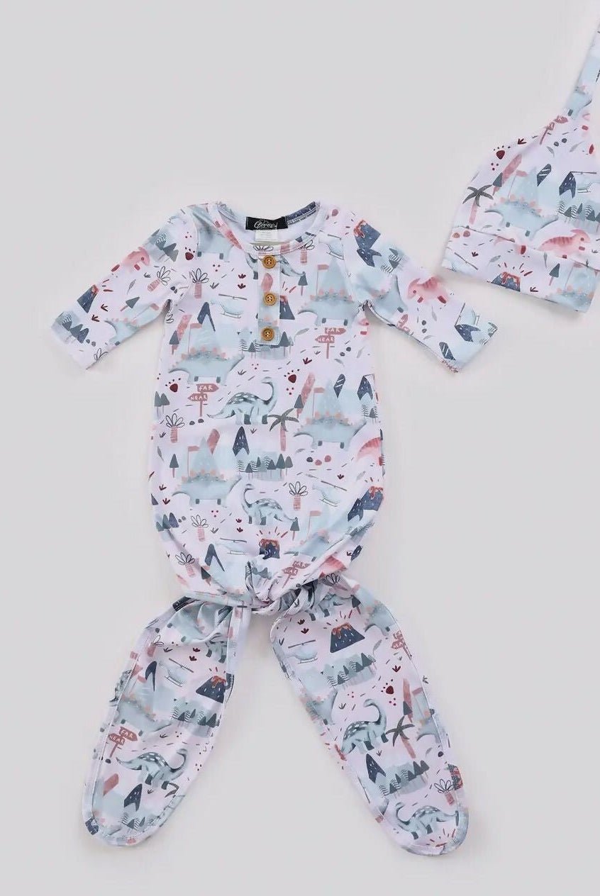 Lil Dino Knotted Gown w/cap - Deadwood South Boutique & Company LLC