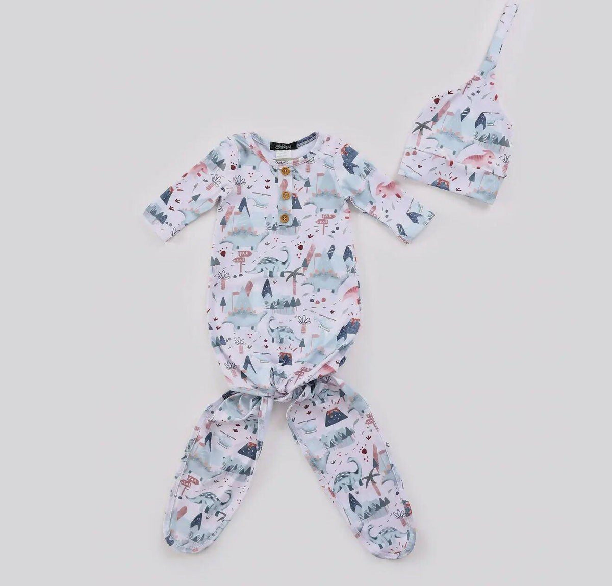 Lil Dino Knotted Gown w/cap - Deadwood South Boutique & Company LLC