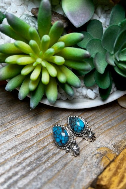 Lilly Sterling Silver & Kingman Turquoise Teardrop Earrings - Deadwood South Boutique & Company LLC
