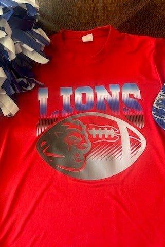Lions Football Red Performance Tee - Deadwood South Boutique & Company LLC