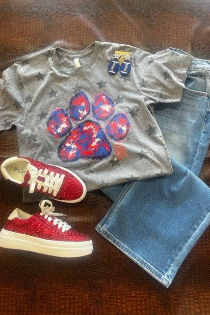 Lions Tie Dye Paw Star Graphic Tee - Deadwood South Boutique & Company LLC