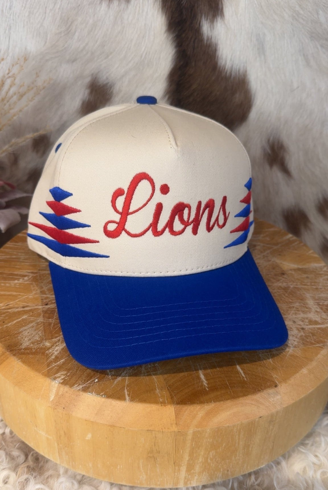 Lions Two Toned Diamond Cut Cap - Deadwood South Boutique & Company LLC