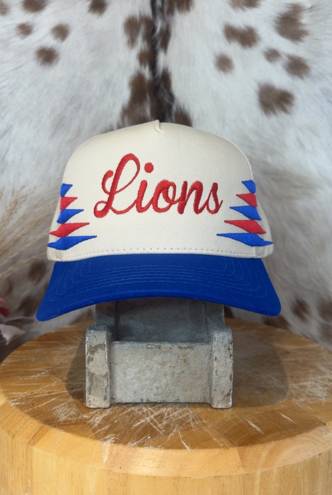 Lions Two Toned Diamond Cut Cap - Deadwood South Boutique & Company LLC