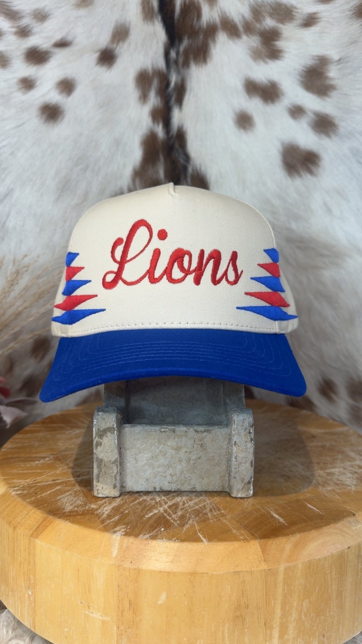 Lions Two Toned Diamond Cut Cap - Deadwood South Boutique & Company LLC