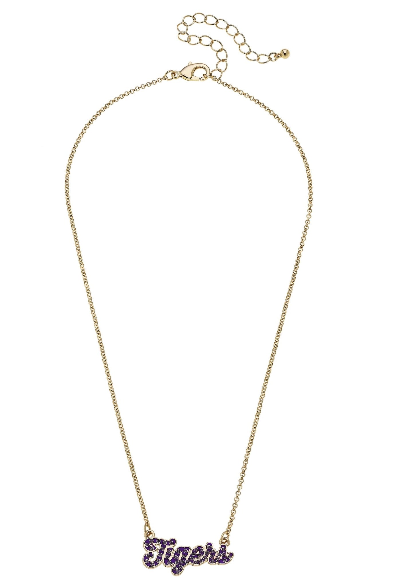 LSU Tigers Pave Autograph Enamel Necklace in Purple - Deadwood South Boutique & Company LLC