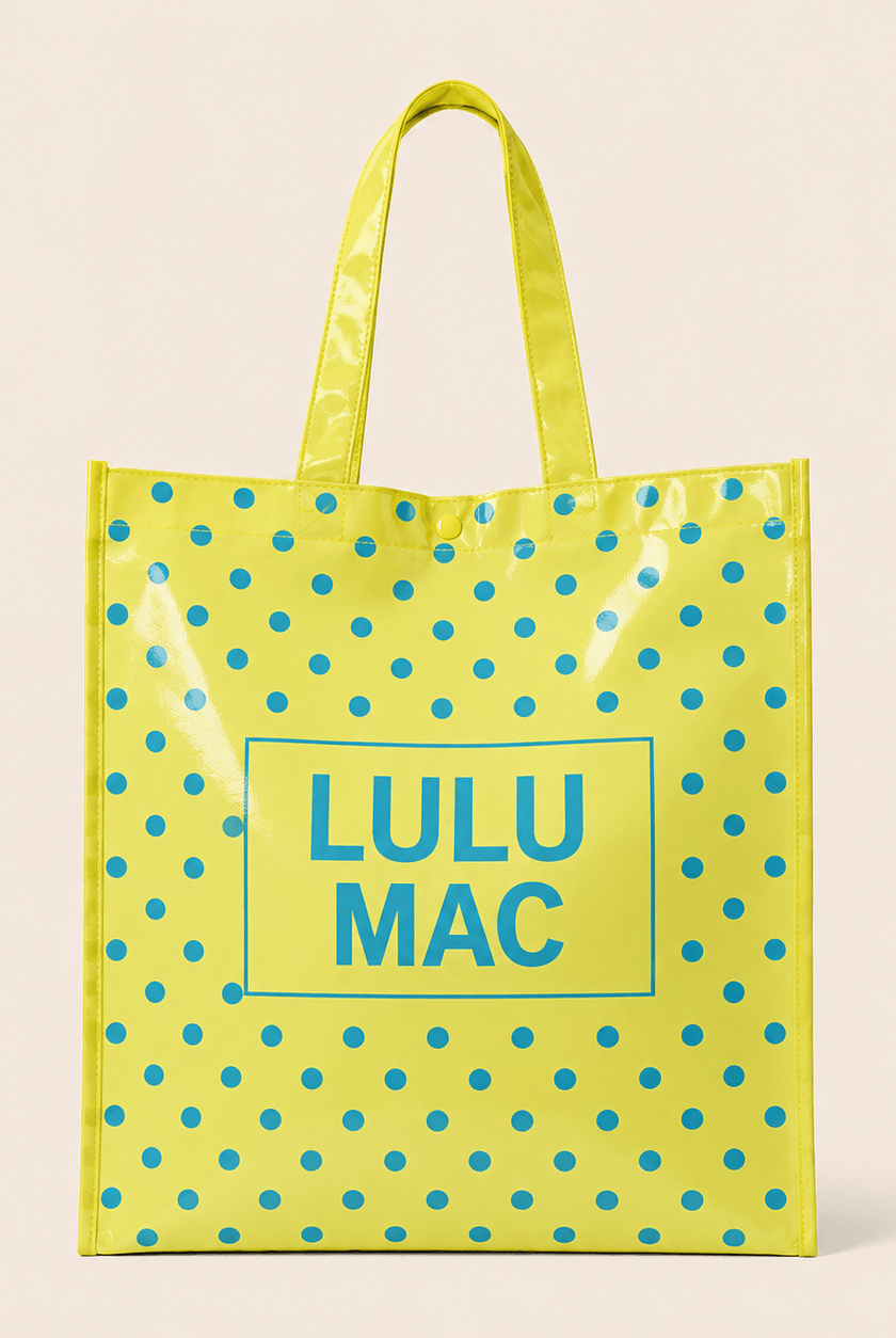 LuLu Mac REUSABLE TOTE -BUTTER BLUE DOT - Deadwood South Boutique & Company LLC