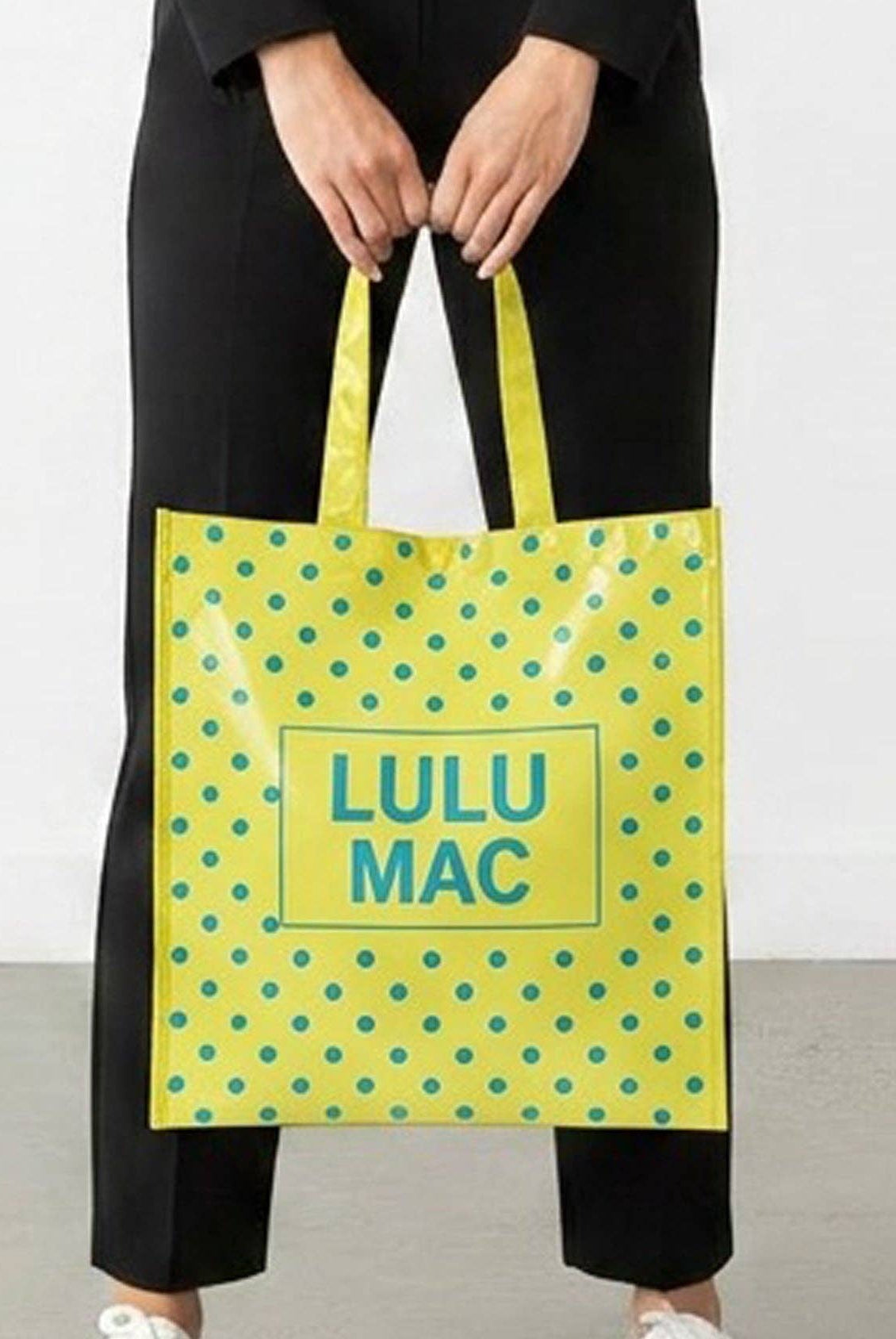 LuLu Mac REUSABLE TOTE -BUTTER BLUE DOT - Deadwood South Boutique & Company LLC