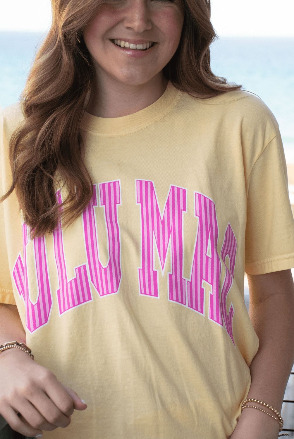 LuLu Mac Stripe Adult Butter Comfort Colors Tee - Deadwood South Boutique & Company LLC
