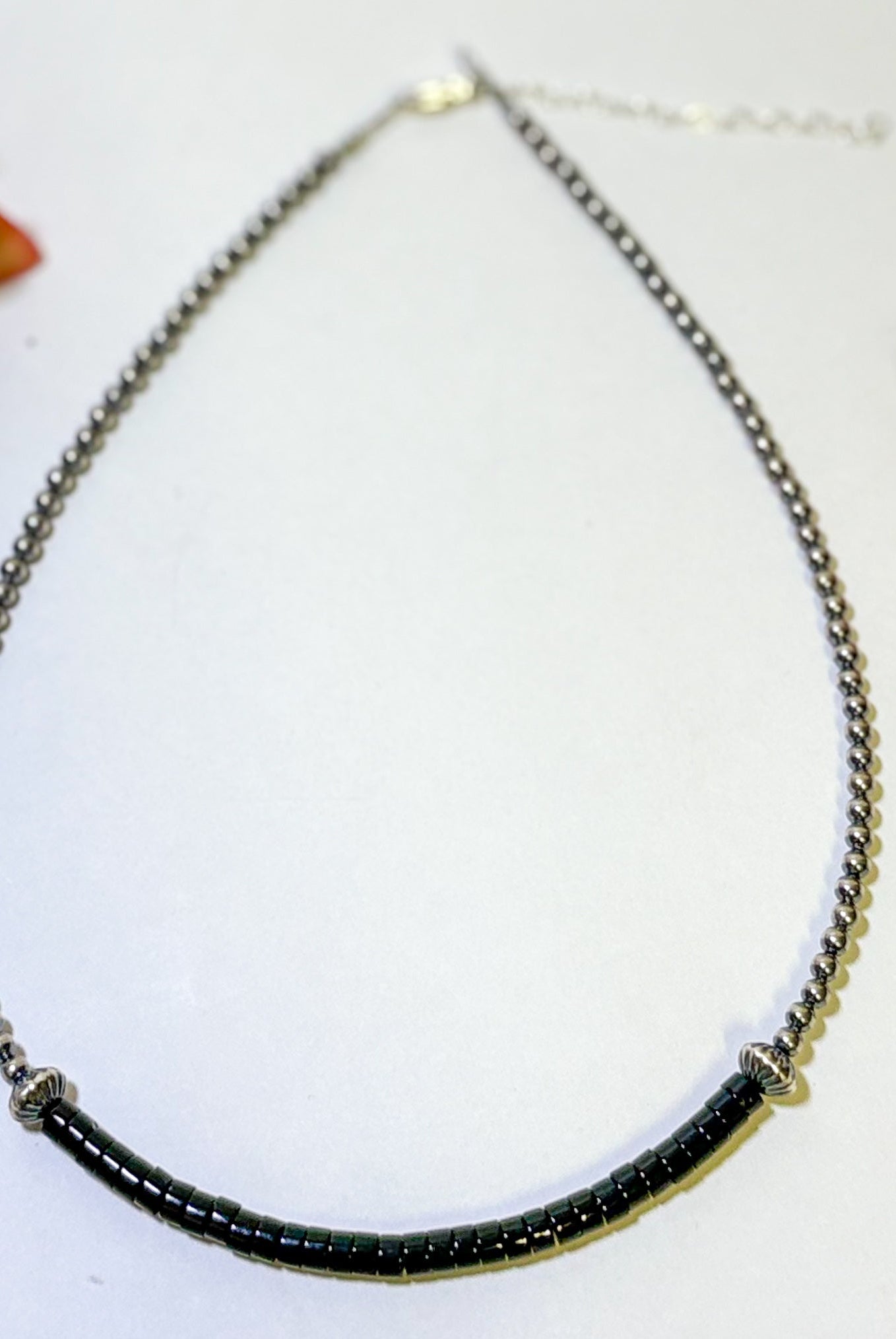 Maddi Black Onyx Heishi Choker – 14.5" with Sterling Silver Beads - Deadwood South Boutique & Company LLC