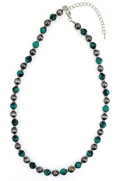 Marcy May Silver Pearl & Turquoise Fashion Necklace - Deadwood South Boutique & Company LLC