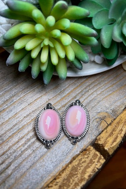 Markie Sterling Silver & Pink Conch Earrings - Deadwood South Boutique & Company LLC
