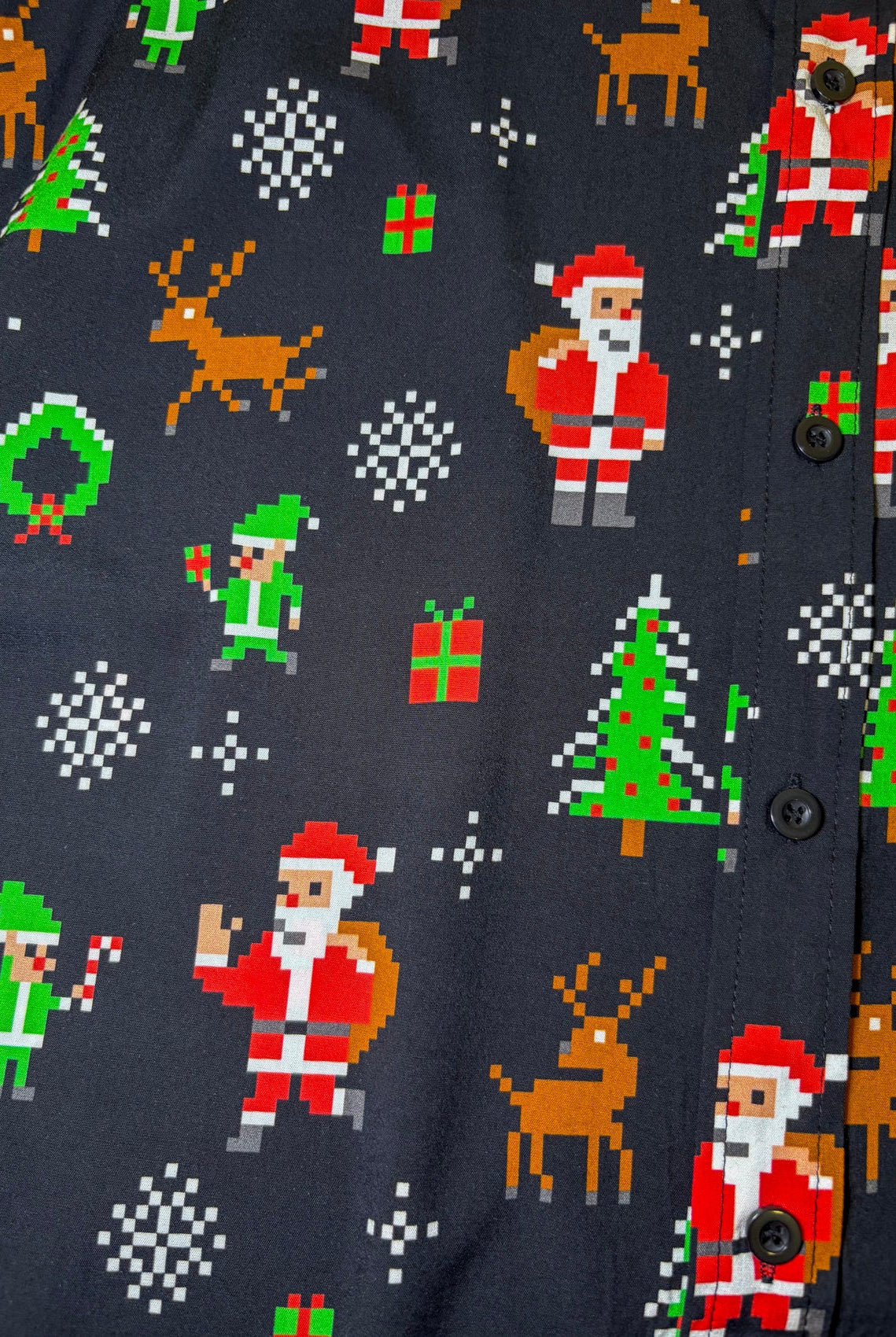 Men's 8 - Bit Santa Button Down Shirt - Deadwood South Boutique & Company LLC