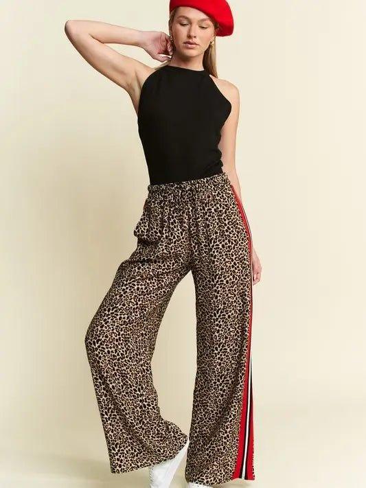 Millie Leopard Contrast Trouser Pant - Deadwood South Boutique & Company LLC