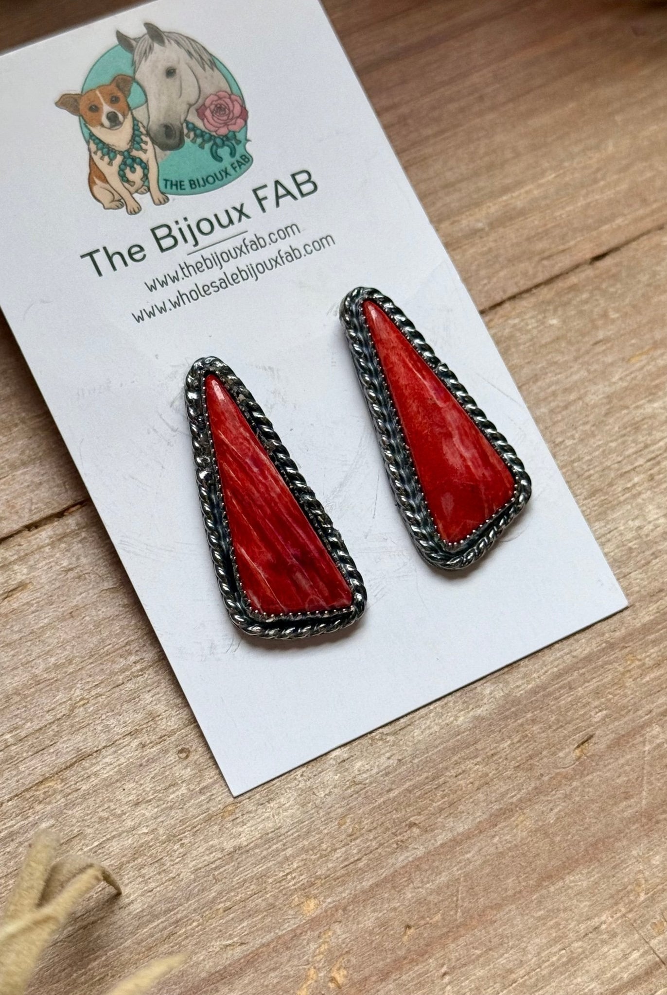 MJ Red Spiny Oyster Triangle Earrings - Deadwood South Boutique & Company LLC