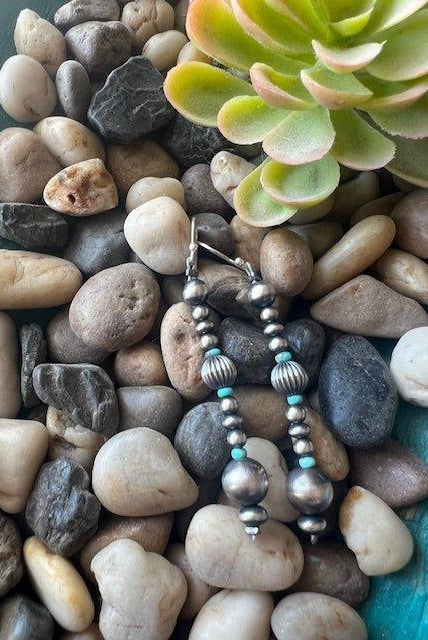 Mraz Varied Navajo Pearl Fish Hook Earrings with Turquoise - Deadwood South Boutique & Company LLC