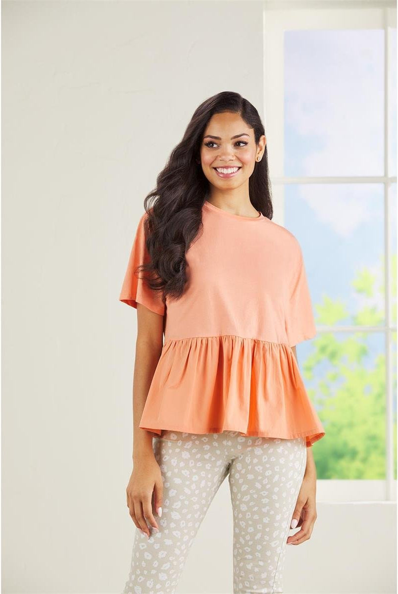 Mud Pie Coral Fallon Peplum Top - Deadwood South Boutique & Company LLC