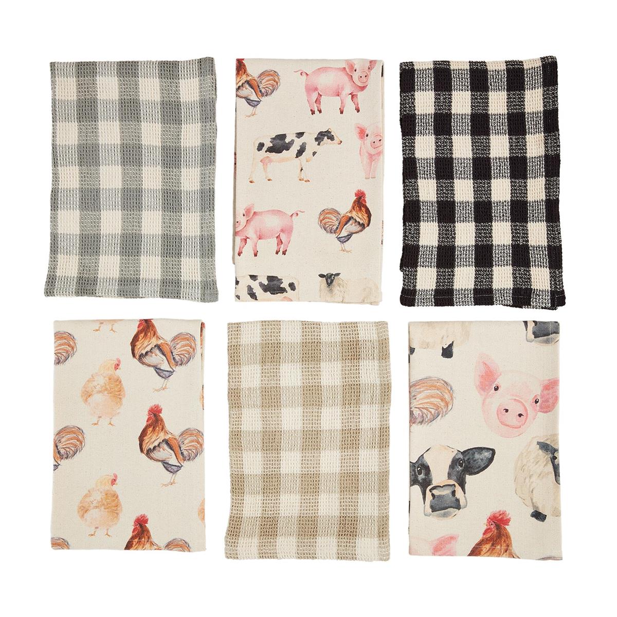 Mud Pie Farm Animal & Checkered Towels - Deadwood South Boutique & Company LLC