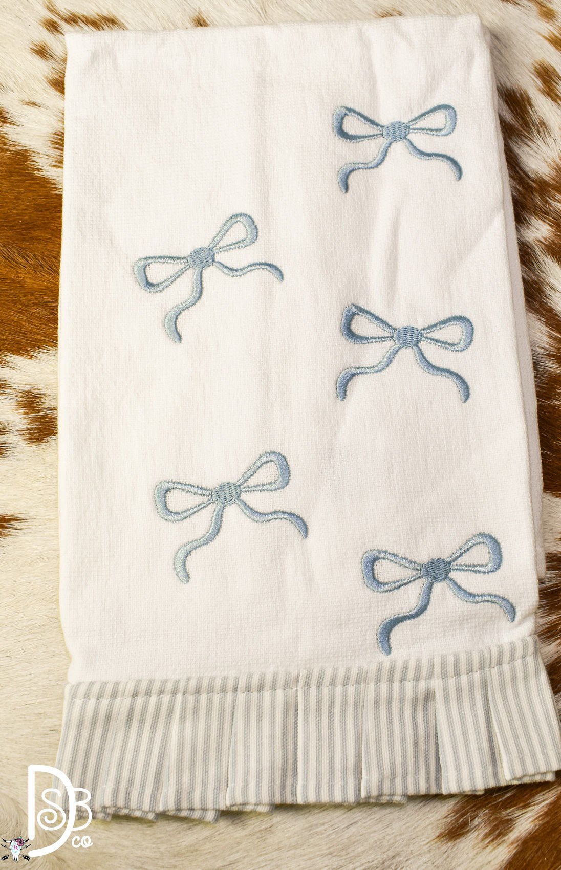 Mud Pie Pleated Edge Bow Towels - Deadwood South Boutique & Company LLC