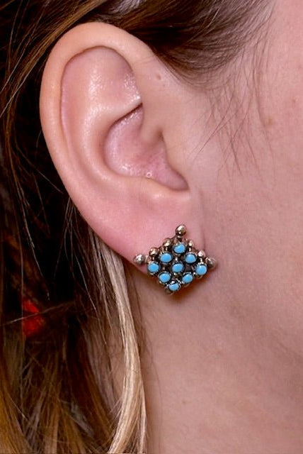 Niner Square Sterling & Turquoise Earrings - Deadwood South Boutique & Company LLC
