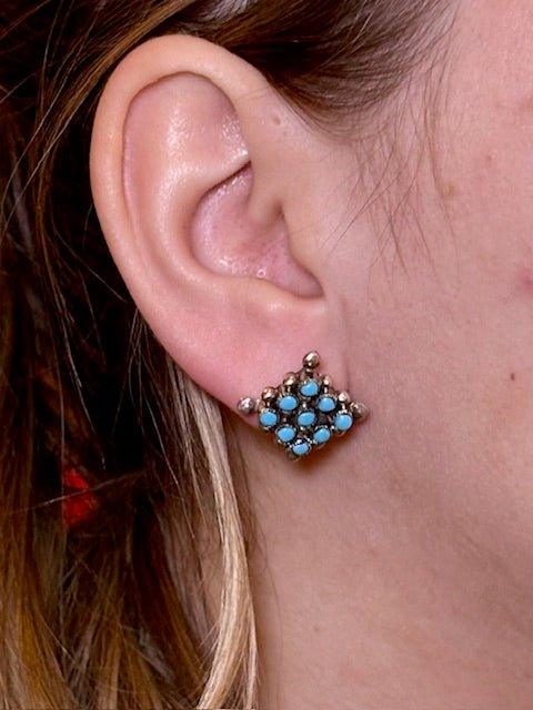 Niner Square Sterling & Turquoise Earrings - Deadwood South Boutique & Company LLC