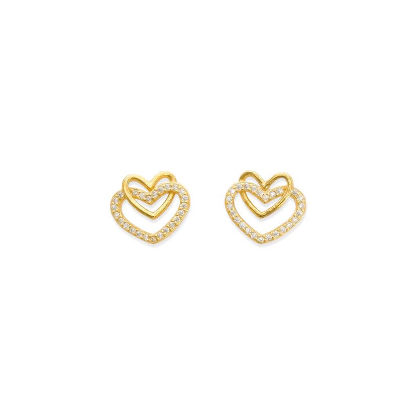 OMG Heart Sterling Silver Gold Earrings - Deadwood South Boutique & Company LLC