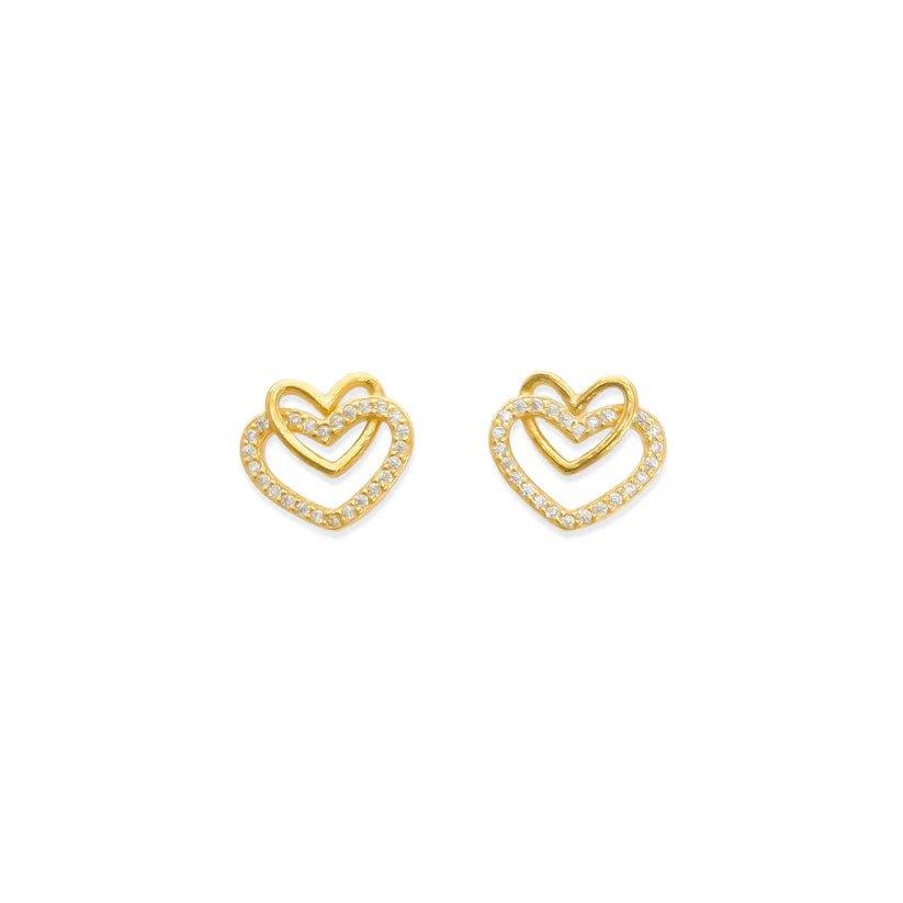 OMG Heart Sterling Silver Gold Earrings - Deadwood South Boutique & Company LLC