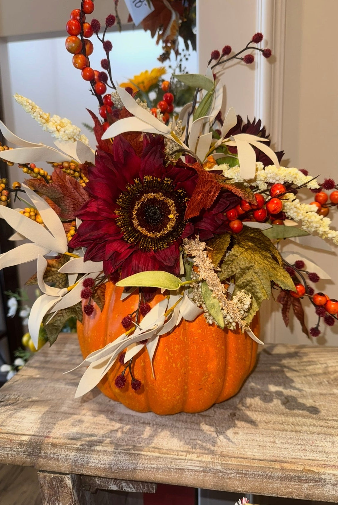 Orange pumpkin arrangement - Deadwood South Boutique & Company LLC