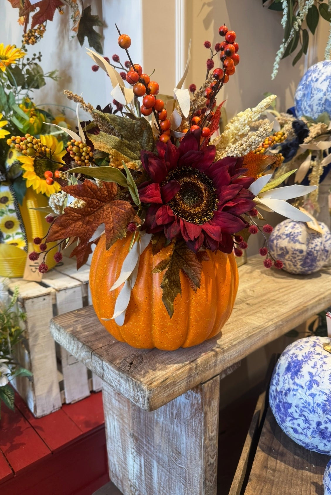 Orange pumpkin arrangement - Deadwood South Boutique & Company LLC