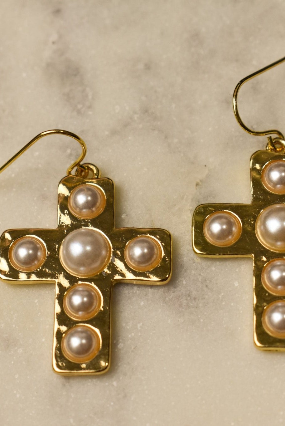 Pearl Cross Earrings - Deadwood South Boutique & Company LLC