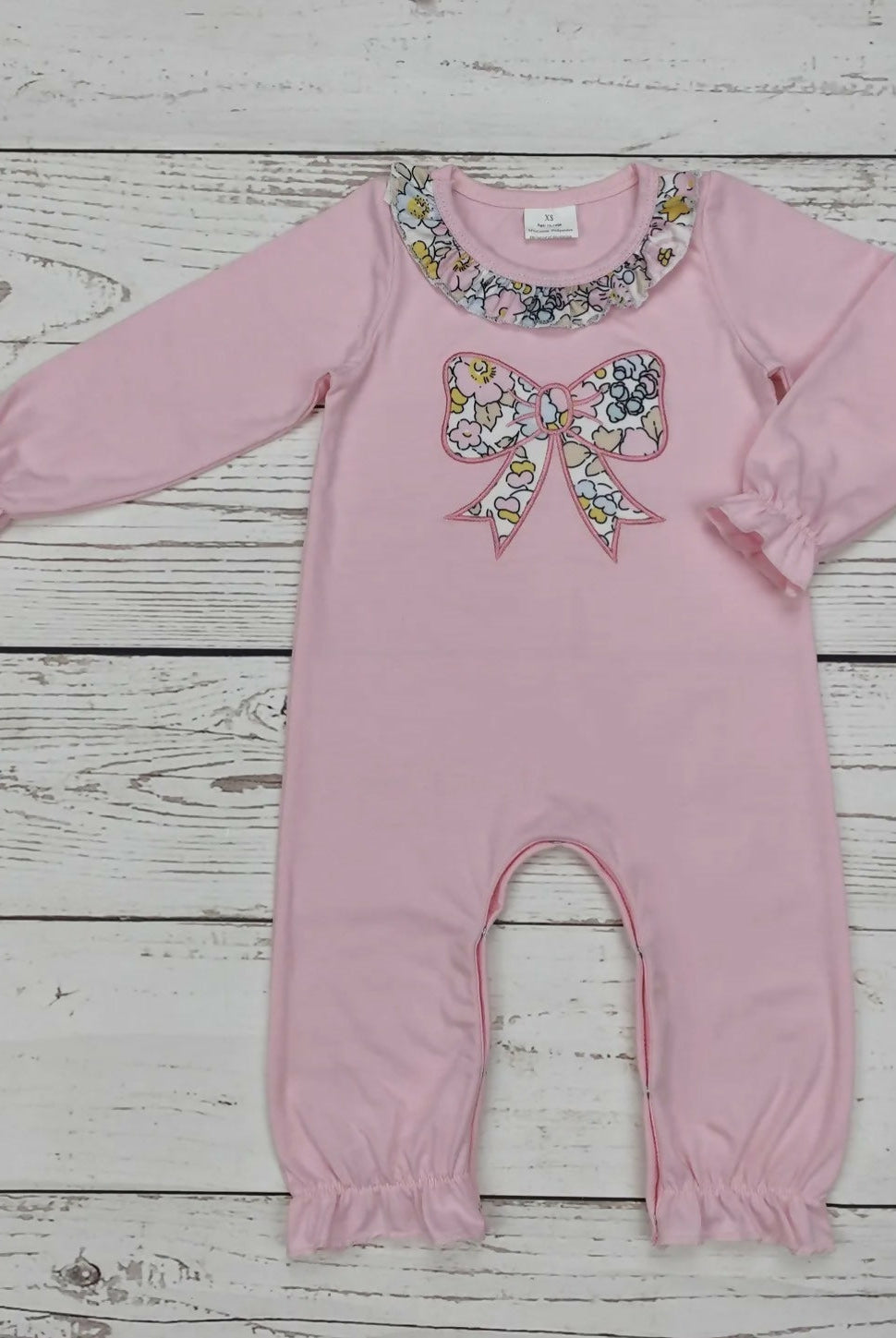Pink Bow Applique’ Romper - Deadwood South Boutique & Company LLC