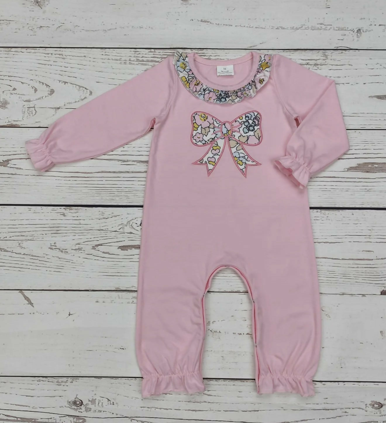 Pink Bow Applique’ Romper - Deadwood South Boutique & Company LLC