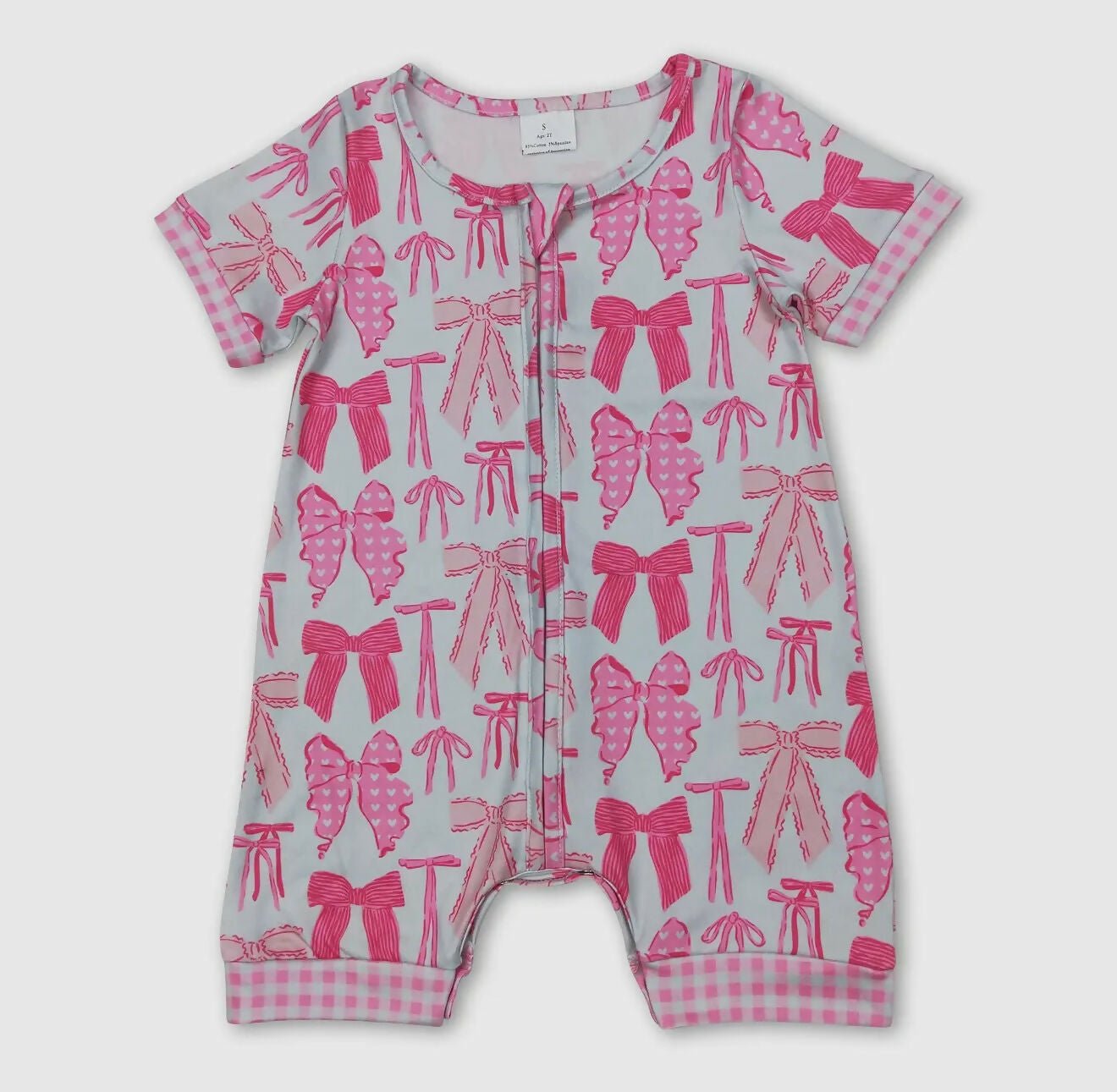 Pink Bows Romper w/zipper - Deadwood South Boutique & Company LLC