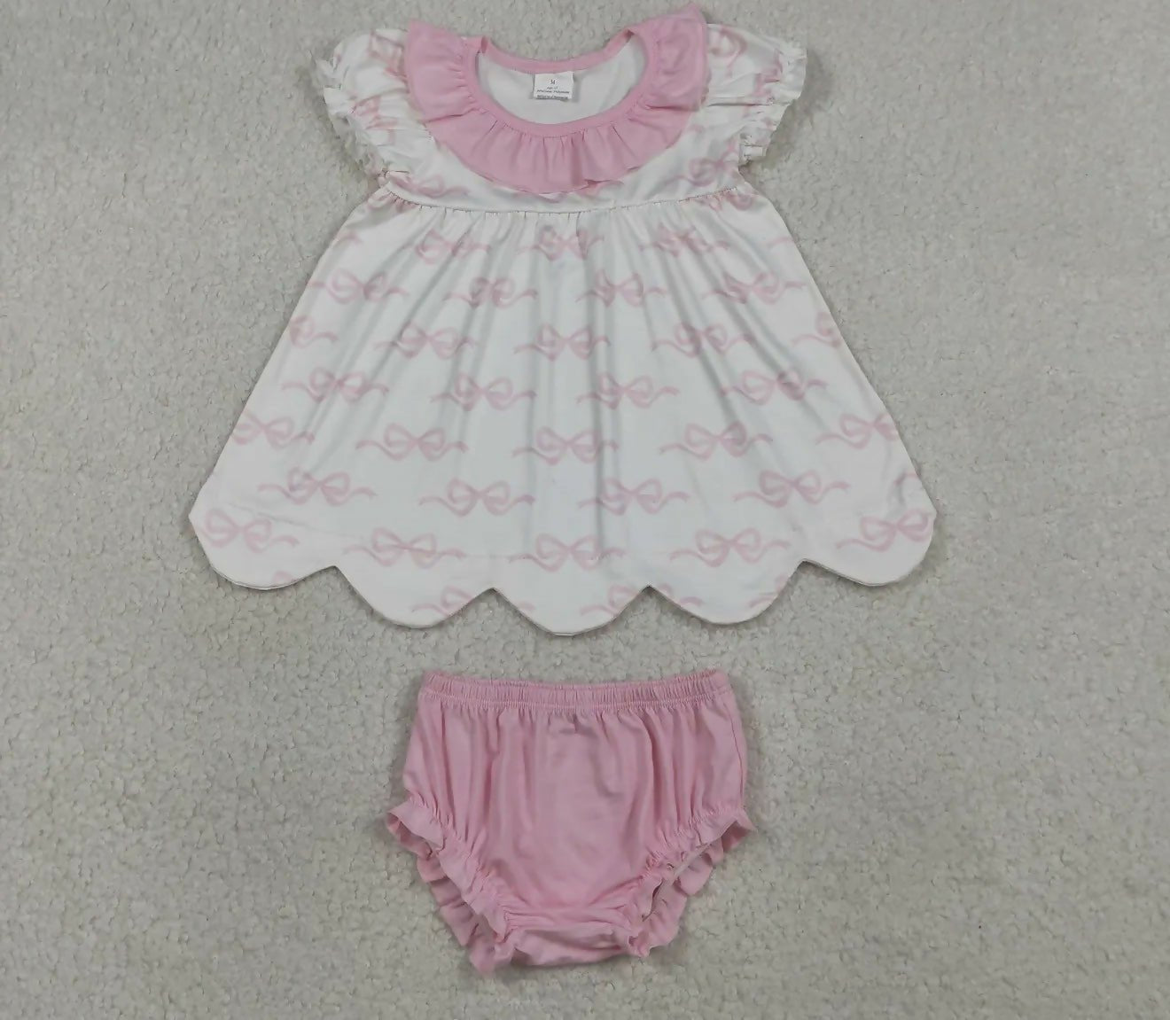 Pink Bows Scallop Tunic Bummie - Deadwood South Boutique & Company LLC