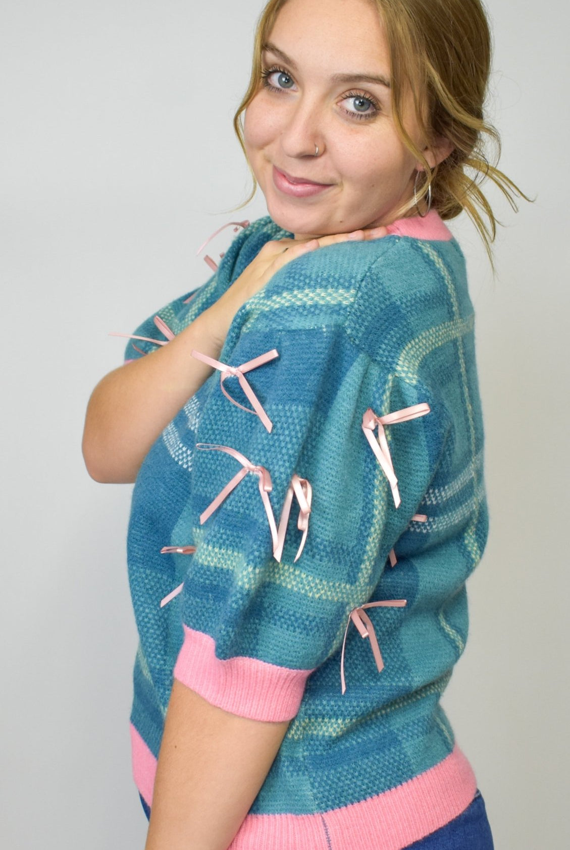 Plaid Bow Sweater - Deadwood South Boutique & Company LLC