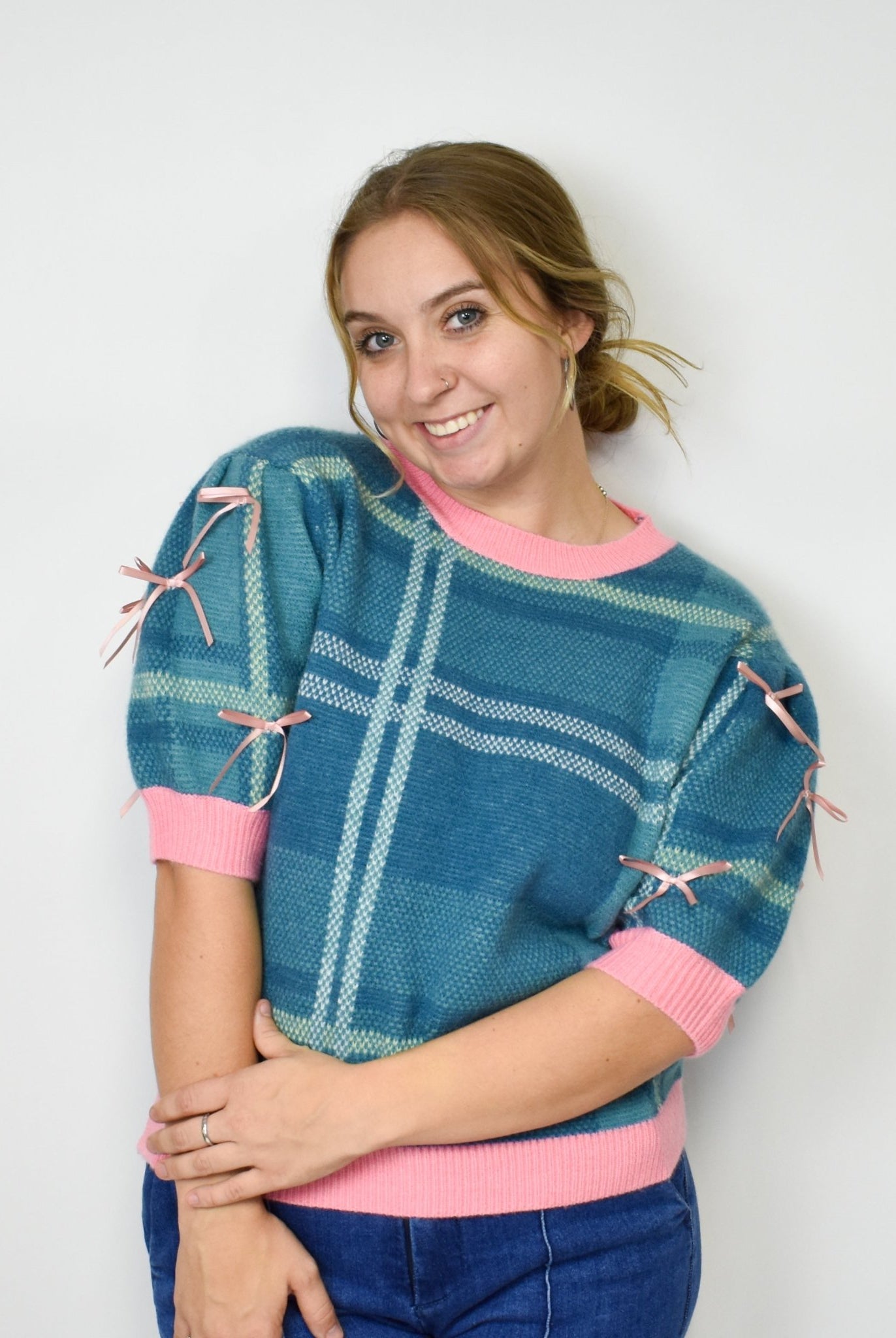Plaid Bow Sweater - Deadwood South Boutique & Company LLC
