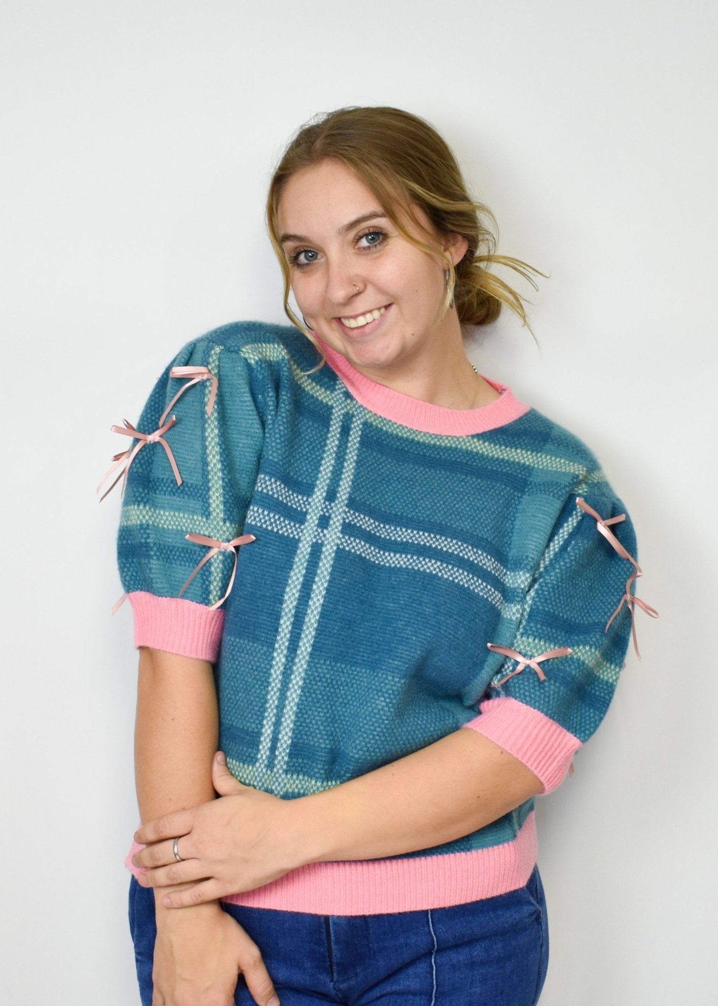 Plaid Bow Sweater - Deadwood South Boutique & Company LLC