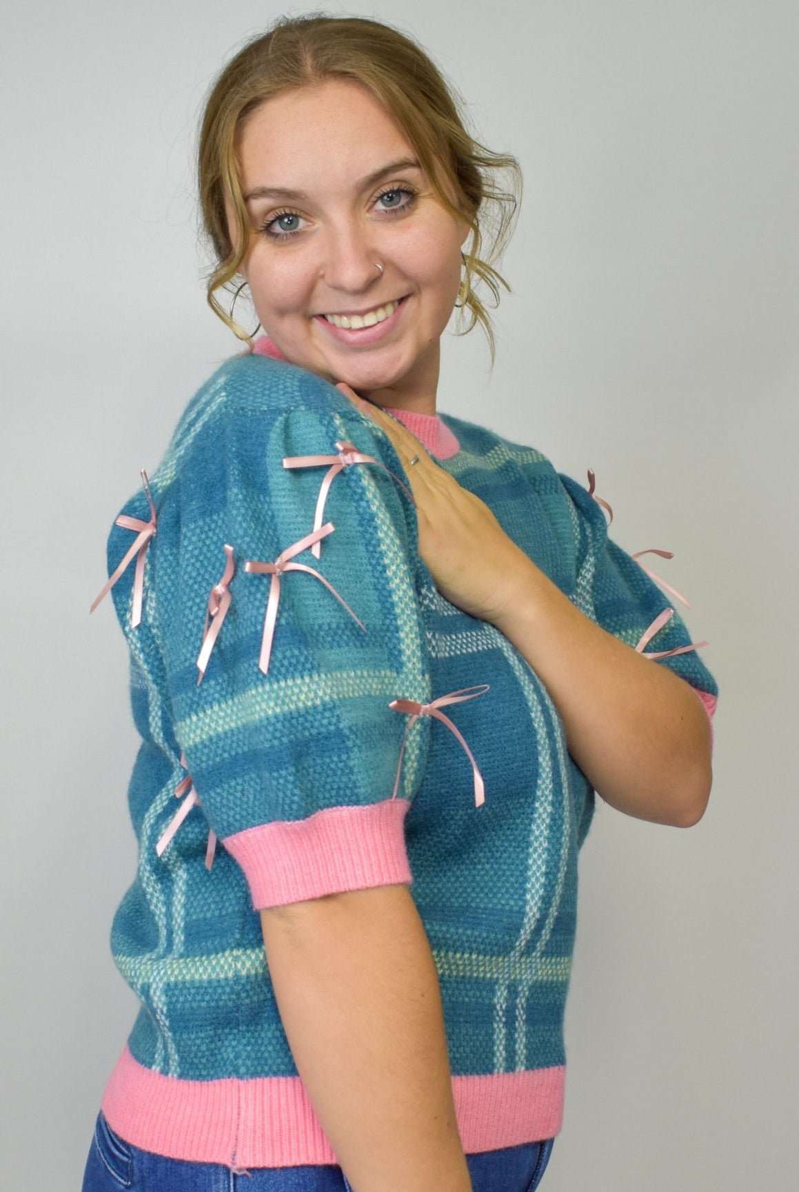 Plaid Bow Sweater - Deadwood South Boutique & Company LLC