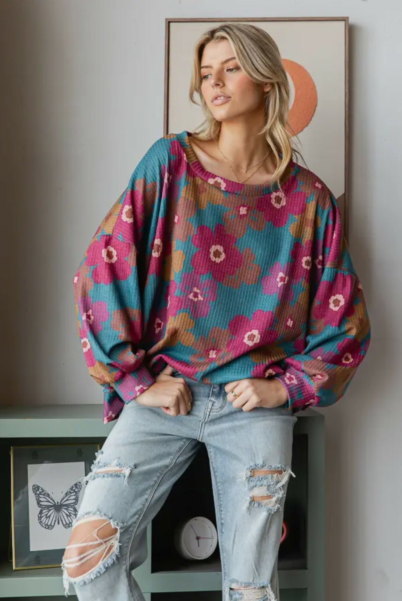 Poppy Floral Ovetsized Top - Deadwood South Boutique & Company LLC