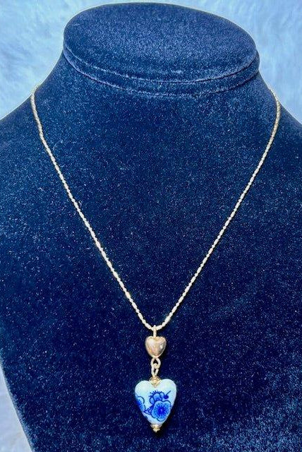 Porcelain Heart Pendant Necklace - Deadwood South Boutique & Company LLC