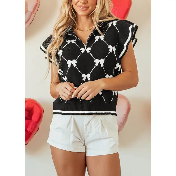 Preppy Vibes Bow Sweater - Deadwood South Boutique & Company LLC