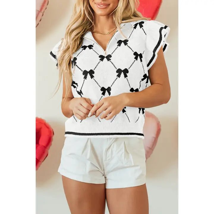 Preppy Vibes Bow Sweater - Deadwood South Boutique & Company LLC