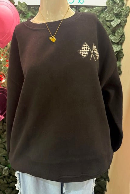 Racing Stripes Crewneck Sweatshirt - Deadwood South Boutique & Company LLC