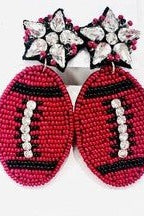 Red & Black Football Earrings - Deadwood South Boutique & Company LLC