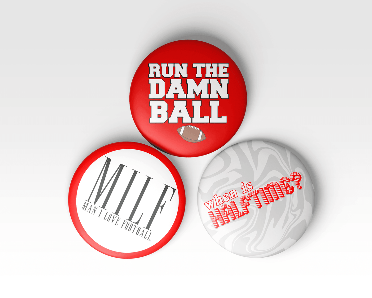 Red Game Day Buttons | Game Day Pins - Deadwood South Boutique & Company LLC