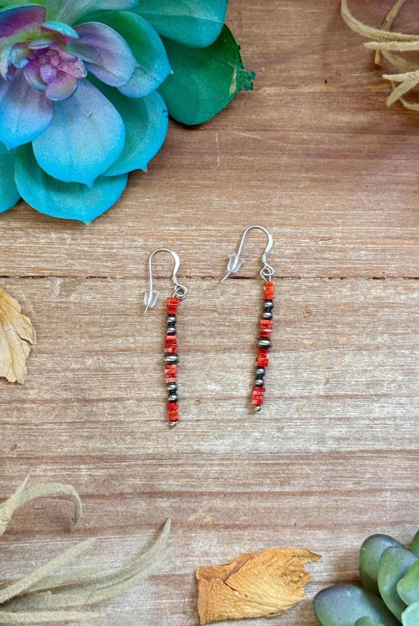 Red Spiny Oyster Cube Dangle Earrings - Deadwood South Boutique & Company LLC