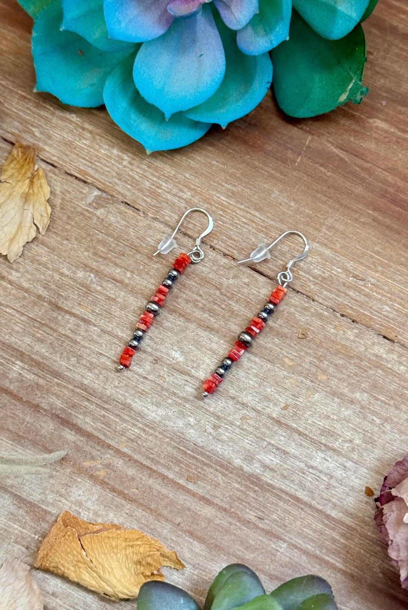 Red Spiny Oyster Cube Dangle Earrings - Deadwood South Boutique & Company LLC