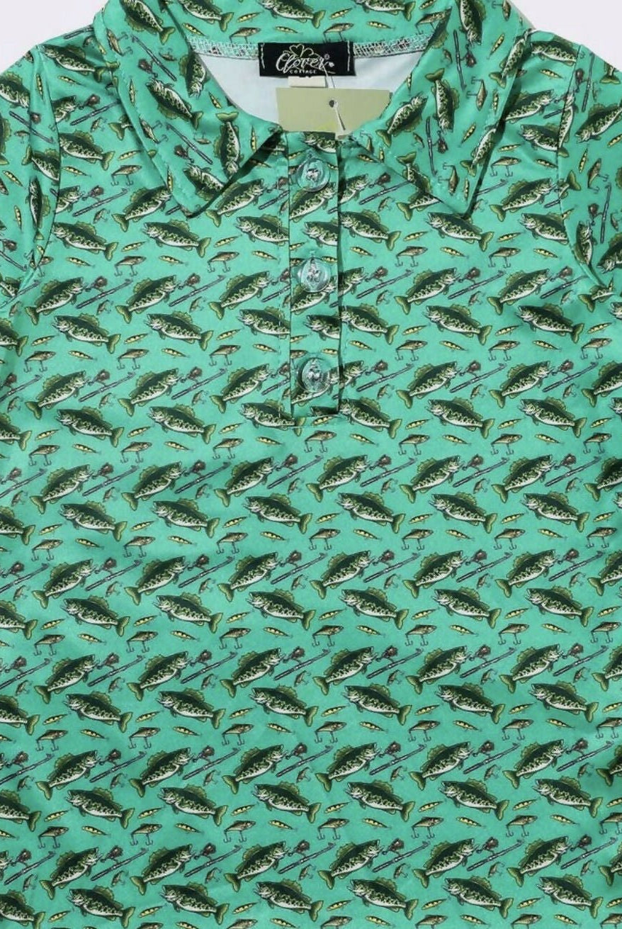 Reelin’ in Green Collar Shirt - Deadwood South Boutique & Company LLC